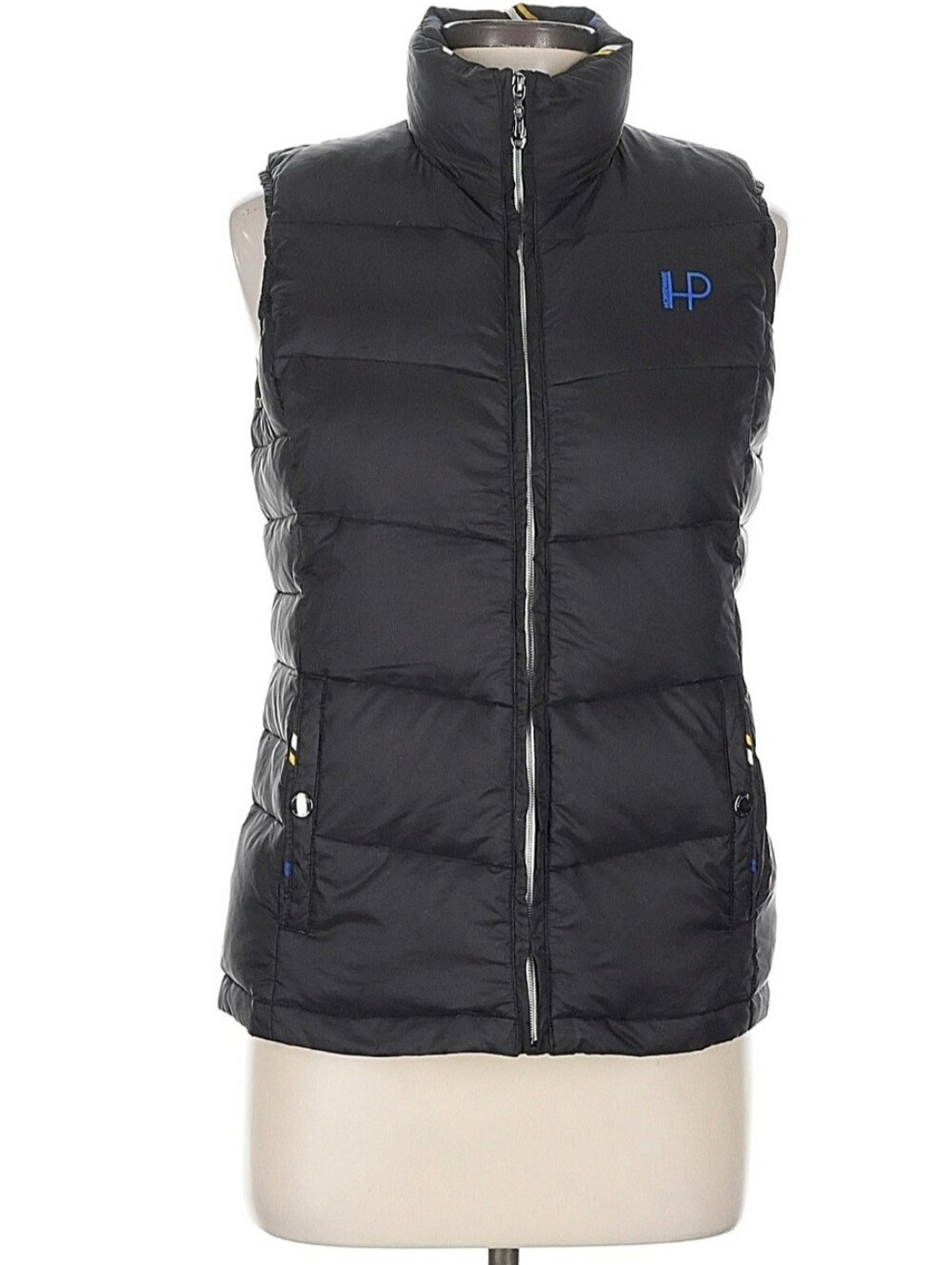 HP Women's Black Quilted Puffer Vest with Blue Logo